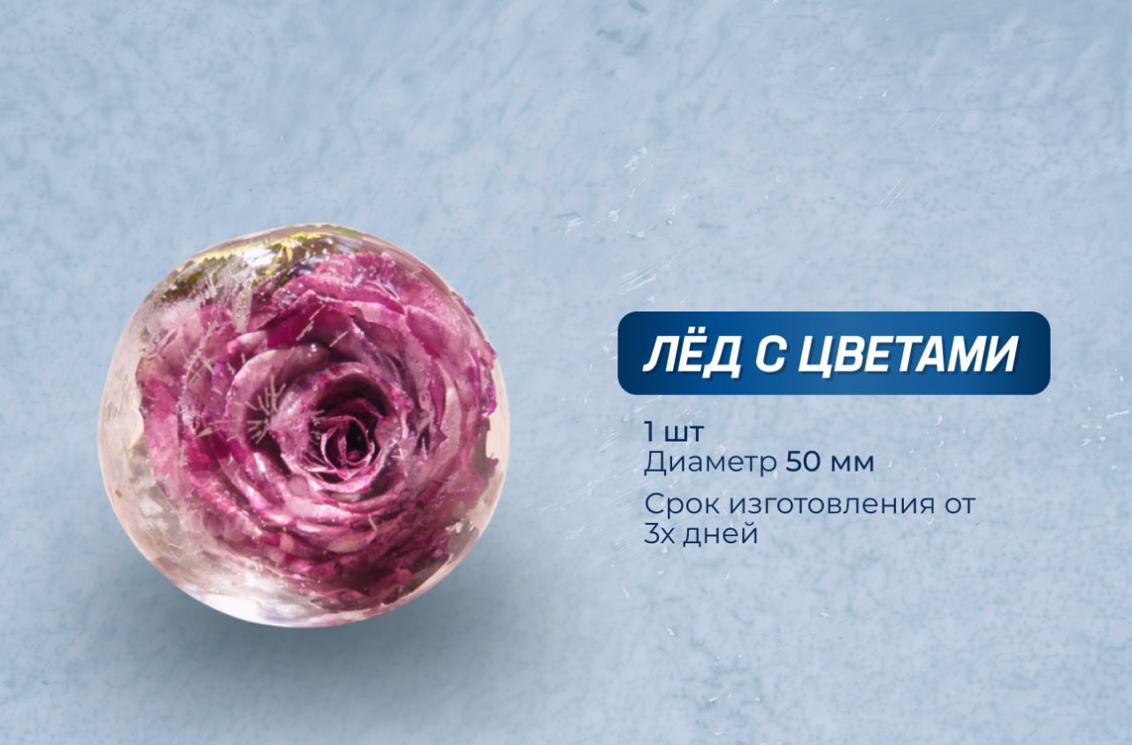 Лёд пищевой сфера с цветами